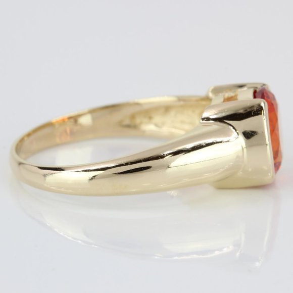 14k Yellow Gold Solitaire Orange Gemstone Ring - Picture 4 of 7